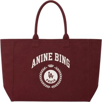 Anine Bing Leo Canvas Tote Collegiate - Dames - Shoppers - Rood - ONE Size - Katoen - Tassen
