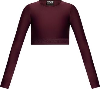 Versace Jeans Couture logo-hem cropped top - women - Elastane/Polyamide - 46 - Red