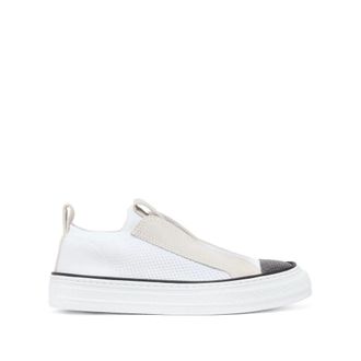 Brunello Cucinelli Witte Slip-On Sneakers met Plateauzool - Dames - Schoenen - Wit - Maat: 40 EU