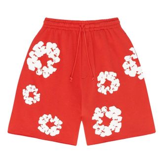 Denim Tears Cotton Wreath Logo Shorts Red White 402-300-30
