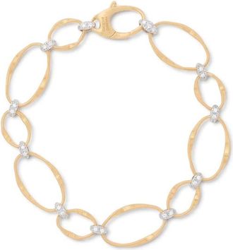 Marco Bicego Marrakech Onde Collection 18K Yellow Gold and Diamond Flat Link Bracelet BG783 B2 YW M5