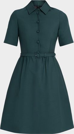 Dice Kayek Short-Sleeve Belted Mini Shirtdress