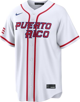 Nike Puerto Rico National Baseball Team 2026 World Baseball Classic Nike Mens Stadium Jersey in White | RE260GT3WBR-UFA