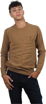 Ralph Lauren Trui met ronde hals - Heren - Ronde hals truien - Bruin - L - Wol - Truien & Vesten