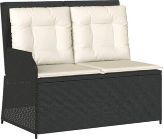 vidaXL Sill&oacute;n Reclinable De Jard&iacute;n Con Cojines Rat&aacute;n Sint&eacute;tico Negro Vidaxl
