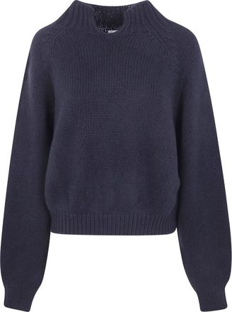 Khaite Cain Sweater - Dames - Ronde hals truien - Blauw - M - Kasjmier - Truien & Vesten