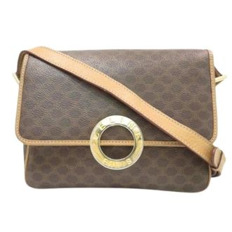 Celine Pre-owned Cross Body Bags, female, Brown, Size: ONE SIZE Pre-owned Macadam PVC Leather Shoulder Bag
