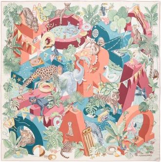 Ferragamo Jungle Party Silk Foulard Square Scarf in Rust/petrolio at Nordstrom