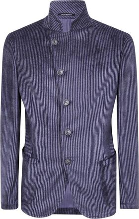 Emporio Armani Gestreept jasje met opstaande kraag - Heren - Blazers - Blauw - 3XL - Jassen