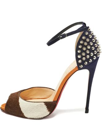 Christian Louboutin spiked calf hair sandals - Brown