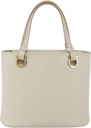 Ferragamo Gancini Handbag Leather White Leather Handbag (Pre-Owned)