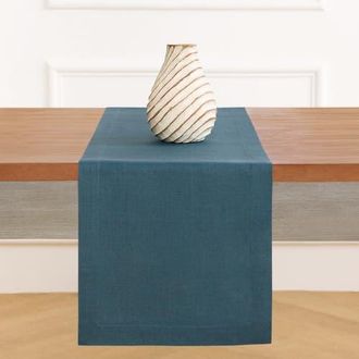 Solino Home Linen Table Runner for Dining Table, Holiday and Everyday Table Decor - Fete in Peacock Blue at Nordstrom, Size Xx-Small