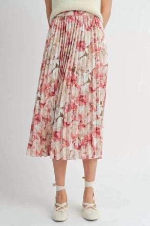 Sadie & Sage Girls Dinner Pleated Skirt In Pink Floral