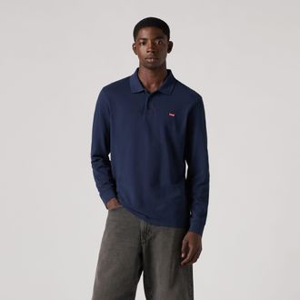Levi's Long Sleeve Housemark Polo Shirt - Mens - XL - Blue