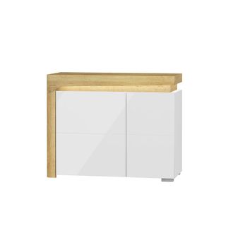Petits Meubles Buf&eacute; con 2 puertas led paneles laminados blanco y madera