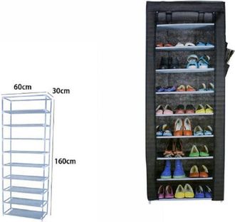 Trade Shop Trade Shop - Zapatero 9 Estantes Tnt Tela Armario Camping Portatil 60x30x160cm 69070