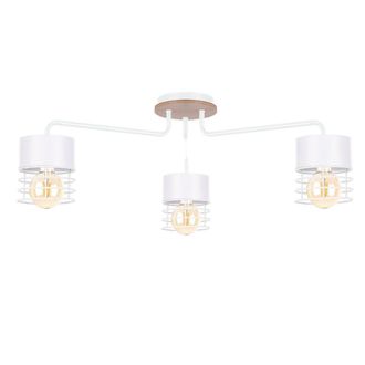 Netlighting Casa Multi Arm Semi Flush Ceiling Light White Wood 70cm 3x E27