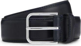 BOSS Smooth leather belt with silver-tone buckle