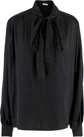 Anine Bing Black Delilah Pussybow Silk Jacquard Blouse Size M