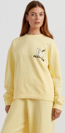 Chinti and Parker Peanuts Athletics Graphic Cotton Sweatshirt in Soft Yellow at Nordstrom, Size X-Large
