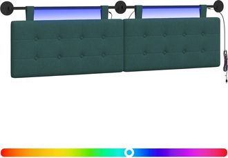 vidaXL Cabecero Colgante Con Luz Led Verde Oscuro Tela Vidaxl