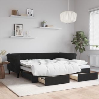 vidaXL Sof&aacute; Cama Nido Con Cajones Terciopelo Negro 90x190 Cm Vidaxl