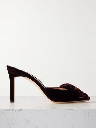 Tom Ford Mule In Velluto Con Fiocco Brigitte - Bordeaux