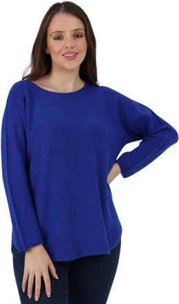 Generic Womens Knit Long Sleeve Jumper, Ladies Plain Italian Knitted Loose Fit Sweater Pullover Top - Royal Blue