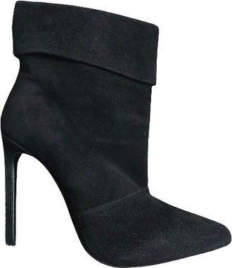 Saint Laurent Black Suede Fold Over Ankle Boots Size 36