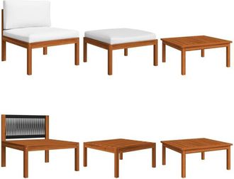 vidaXL Vidaxl - Conjunto De Jard&iacute;n De 3 Piezas Con Cojines De Madera De Acacia Y Cuerda