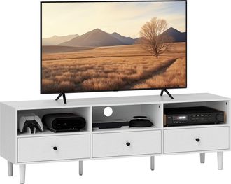 HOMCOM TV Unit - TV Cabinet for up to 75 - with Drawers - Shelves - White | TJ Hughes