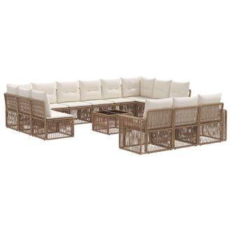 vidaXL Conjunto De Sof&aacute;s De Jard&iacute;n 14 Pcs Beige Y Blanco Crema Vidaxl
