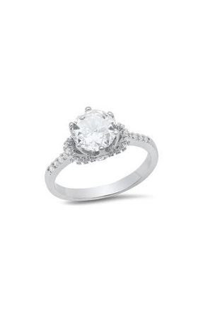 HMY Jewelry Round Cut Simulated Diamond Pav&eacute; Ring in Silver at Nordstrom Rack, Size 6