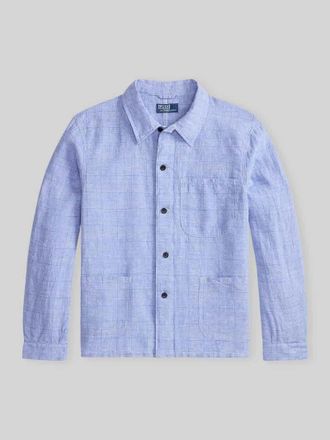 Polo Ralph Lauren Relaxed Fit Freizeithemd aus reinem Leinen mit aufgesetzten Taschen in Hellblau, Gr&ouml;&szlig;e XXL