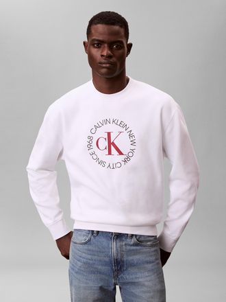 Calvin Klein Jeans Sweatshirt CALVIN KLEIN JEANS, Herren, Gr. XXL, hellwei&szlig;, Sweatware, Obermaterial: 92% Baumwolle, 8% Polyester, unifarben, regular fit normal, Rundhal