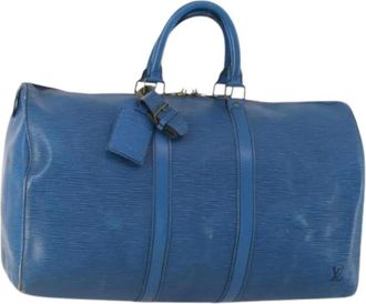 Louis Vuitton Pre-owned Boston Bag - Dames - Vintage Weekendtas - Blauw - ONE Size - Leer - Vintage