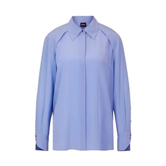 HUGO BOSS Dames, Blouses & Shirts, Blauw, Maat: XL Zijde