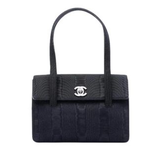 Chanel Pre-owned Zijde Grosgrain Flap Schoudertas - Dames - Pre-owned - Zwart - Maat: ONE Size Zijde