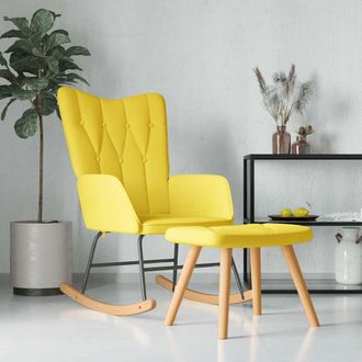 Les Tendances Les Tendances - Silla Mecedora Con Reposapi&eacute;s Tela Amarillo Mostaza Vidaxl