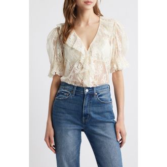 Dôen Henri Lace Top in Sea Salt at Nordstrom, Size Xx-Large