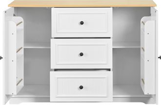 STILVORA Aparador Con 3 Cajones, 2 Puertas Y Estantes Ajustables Para Comedor En Mdf, Blanco, 126&times;40&times;86 Cm