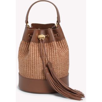 Gianvito Rossi Sienna Bag in Brown Raffia And Leather at Nordstrom, Size Medium