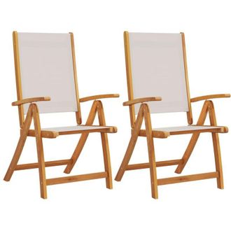 vidaXL Vidaxl - Sillas De Jard&iacute;n Plegables 2 Uds Madera Maciza Acacia Textileno