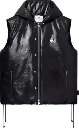 Courrèges Vests, male, Black, Size: S Vinyl Hooded Vest Black Shiny