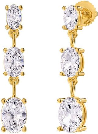 Diamond2Deal 18k Vermeil Plated Silver 2.5 Ct Oval Cut Lab Grown Diamond Drop & Dangle Earrings VVS-VS, E-F