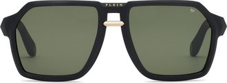 Philipp Plein Sunglasses Plein Contemporary Men in Black/green at Nordstrom, Size +0.00