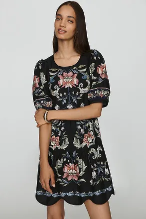 Farm Rio 100% Cotton Scalloped Mini Dress