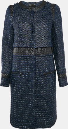 Proenza Schouler Blue/black Tweed Button Front Long Coat