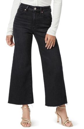 Paige Anessa High Waist Crop Wide Leg Jeans in Black Lotus at Nordstrom, Size 23