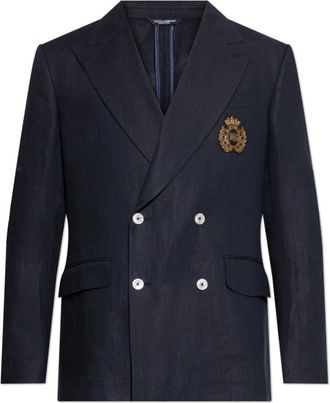 Dolce & Gabbana Linnen blazer - Heren - Blazers - Blauw - M - Linnen - Jassen